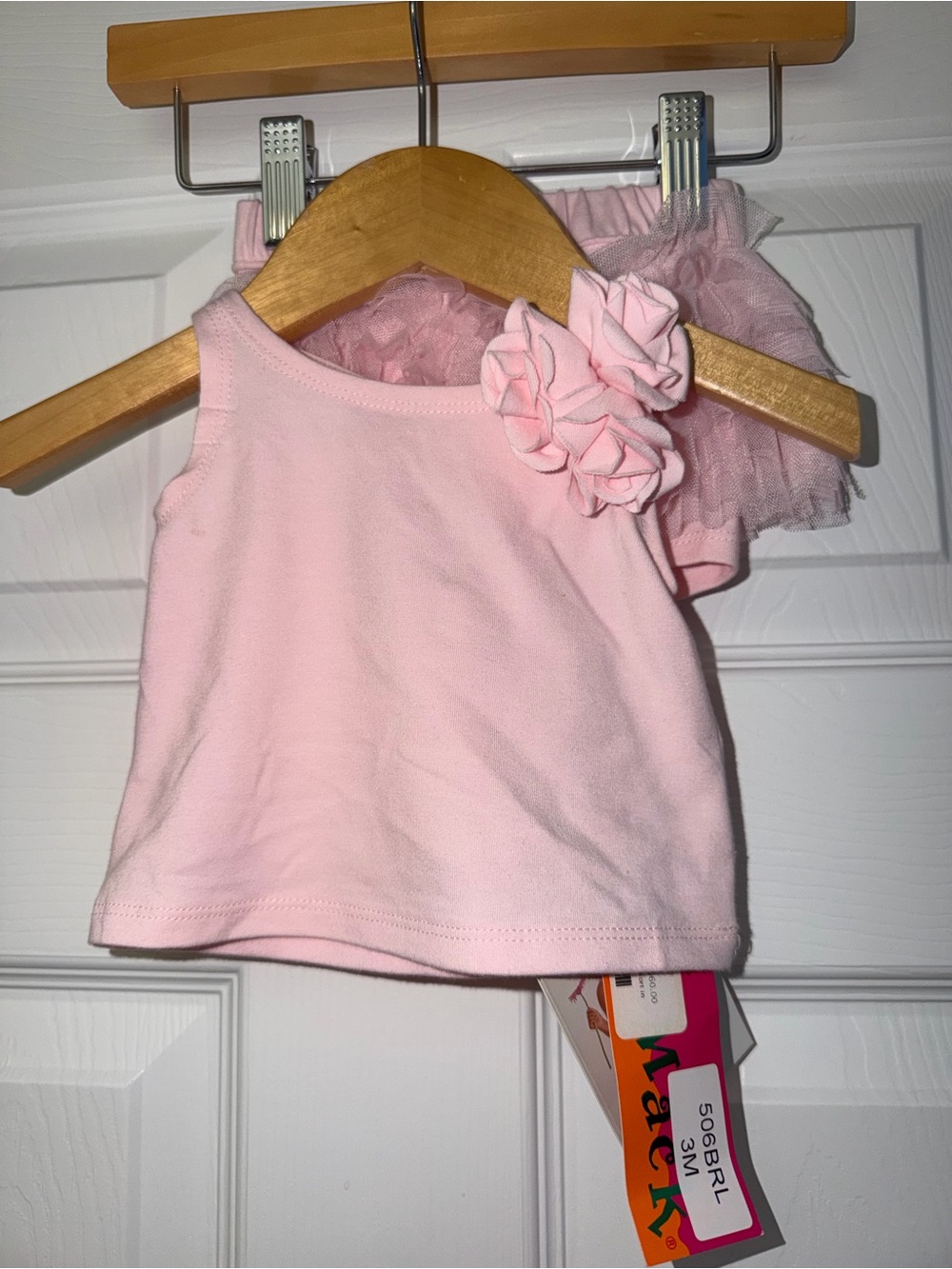 NWT Kate Mack 3M Pink Top + Tutu Bloomers Set Rosette Criss Cross